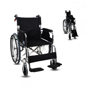 Silla De Ruedas Mobiclinic Plegable Aluminio Con Frenos Reposabrazos Y Reposapies Respaldo Partido Palacio_x000D_