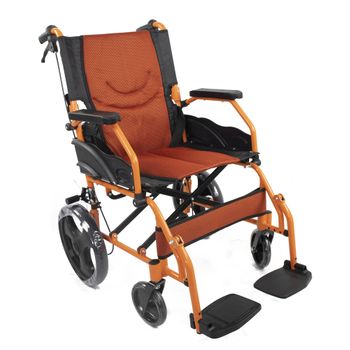 Silla De Ruedas Mobiclinic Plegable Aluminio Freno En Manetas Reposapies Reposabrazos Naranja Piramide_x000D_