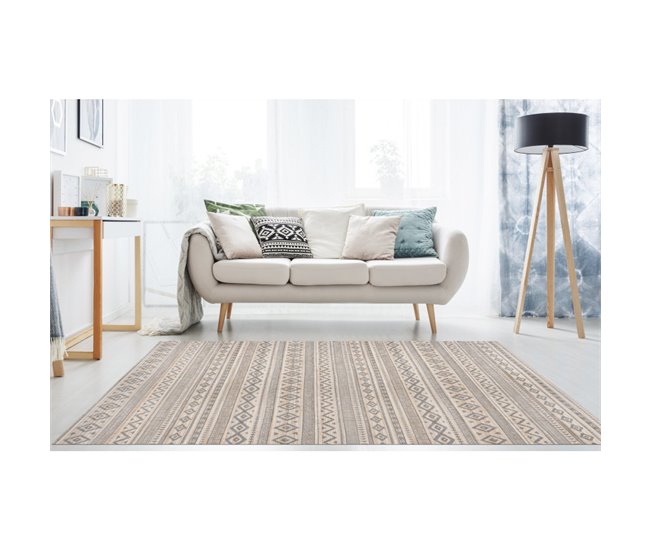 Alfombra De Bambu Natural Antideslizante Alfombra De Calidad Étnica Gris 160 x 230 cm