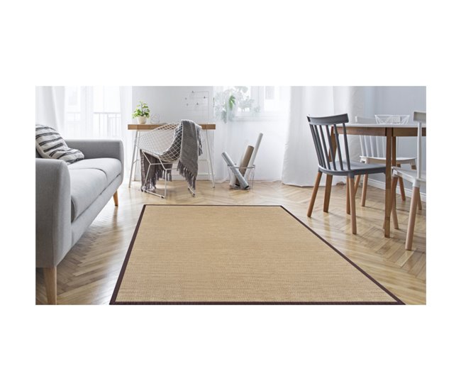 Alfombra Vinilica Con Ribete Antideslizante Marron Claro 160x230 cm