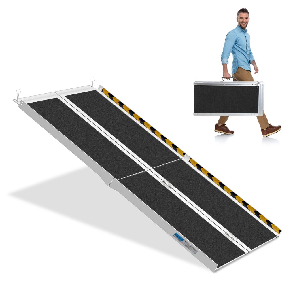 Rampa Para Silla De Ruedas Rampa De Acceso Plegable 2X Aluminio Superficie Antideslizante 270Kg Capacidad 152Cm
