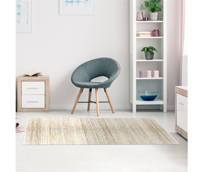 Alfombra De Bambu Natural Antideslizante Beige 140 x 200 cm
