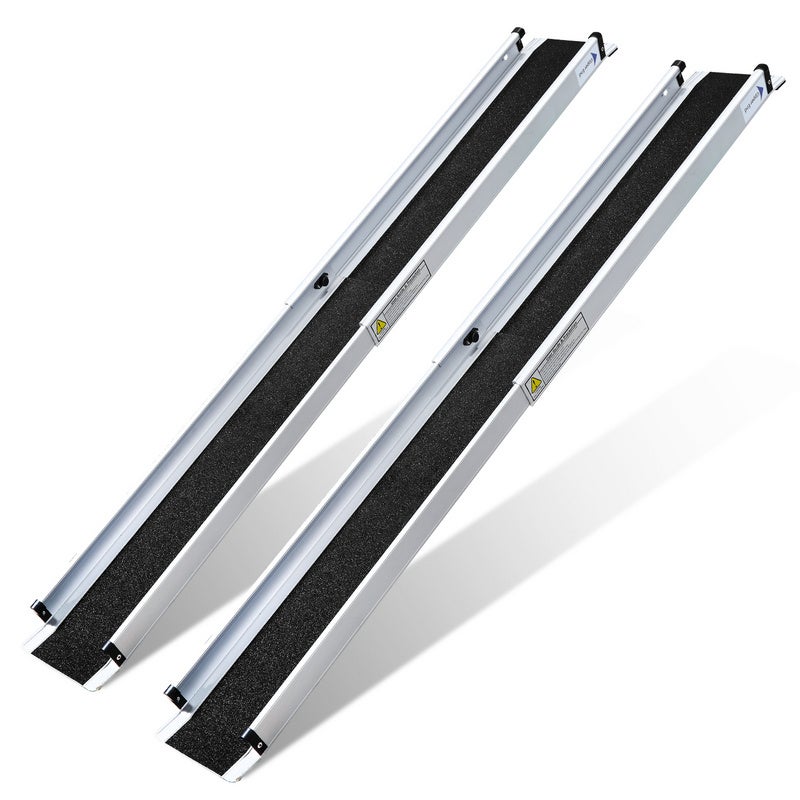 Rampa Para Silla De Ruedas Rampa De Acceso Rampa De Carga 2X Plegable Alu Superficie Antideslizante 300Kg 213 Cm