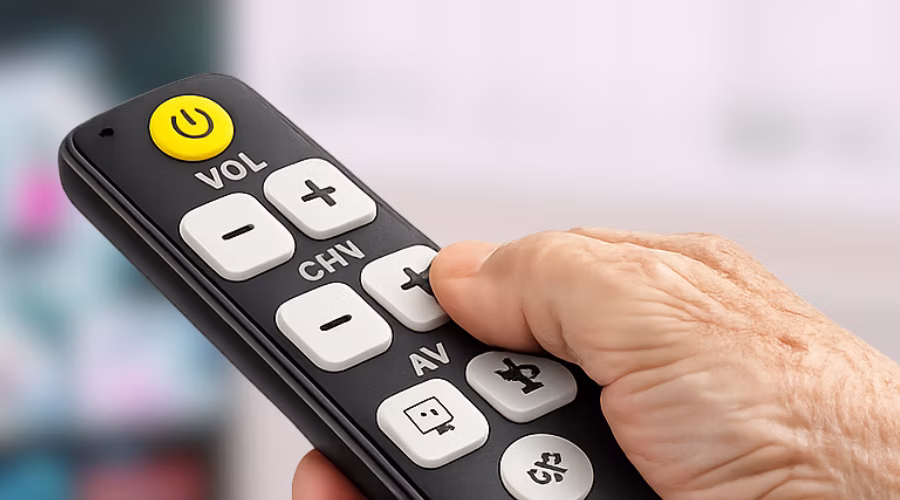 Control remoto universal de televisión fácil de usar para tercera edad