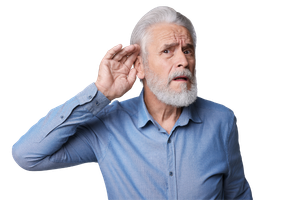 Persona de la tercera edad con problemas para oir la televisión